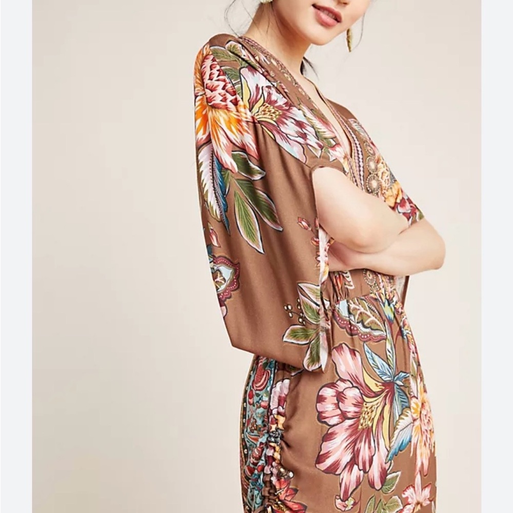FARM Rio Brown Floral Maxi Dress with Pink & Yellow Accents - Picture 5 of 13